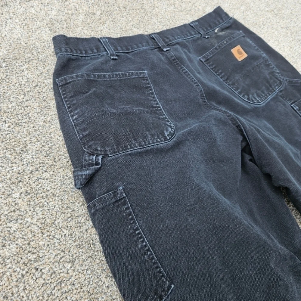 Vintage Carhartt Cargo Pants Black Dungaree Fit Distressed B11 BLK Mens 38x32